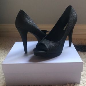 Vera Wang Selima Black Glitter Pumps